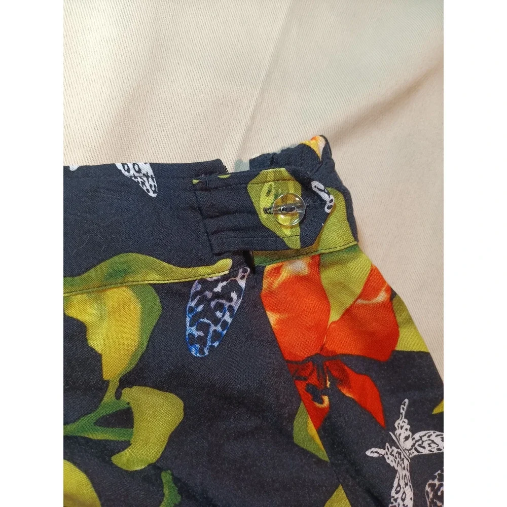 Soft Surroundings Skirt Petite Sm Midi Black Floral Butterfly Hawaiian Zip Boho - Picture 3 of 4